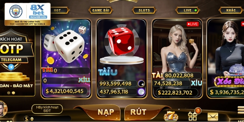 Tài xỉu 8xbet sở hữu đa dạng hình thức đặt cược